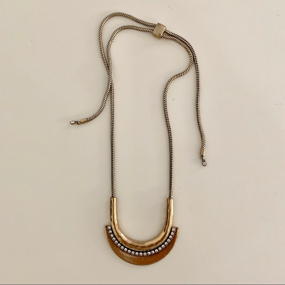 Gold & White Stone Adjustable Necklace